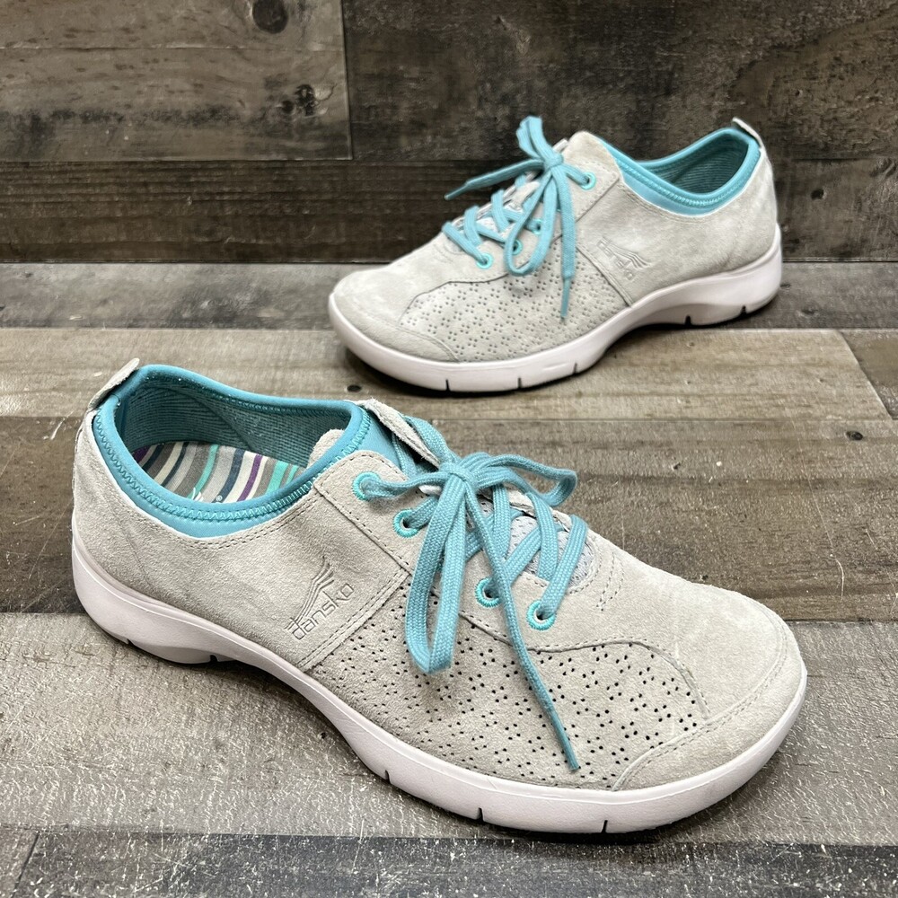 Dansko Womens Gray/Blue Suede Lace Up Comfort Shoes Size 40